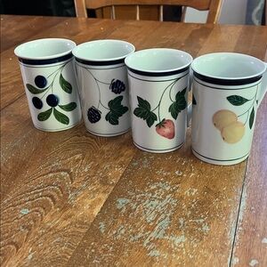 Dansk Fruit Cup Mug Coffee Tea White Blue lot of 4 different berry patterns